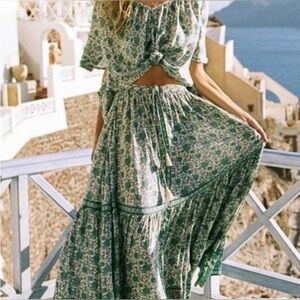 SPELL Komi Maxi Skirt in Sage/ NWOTS/